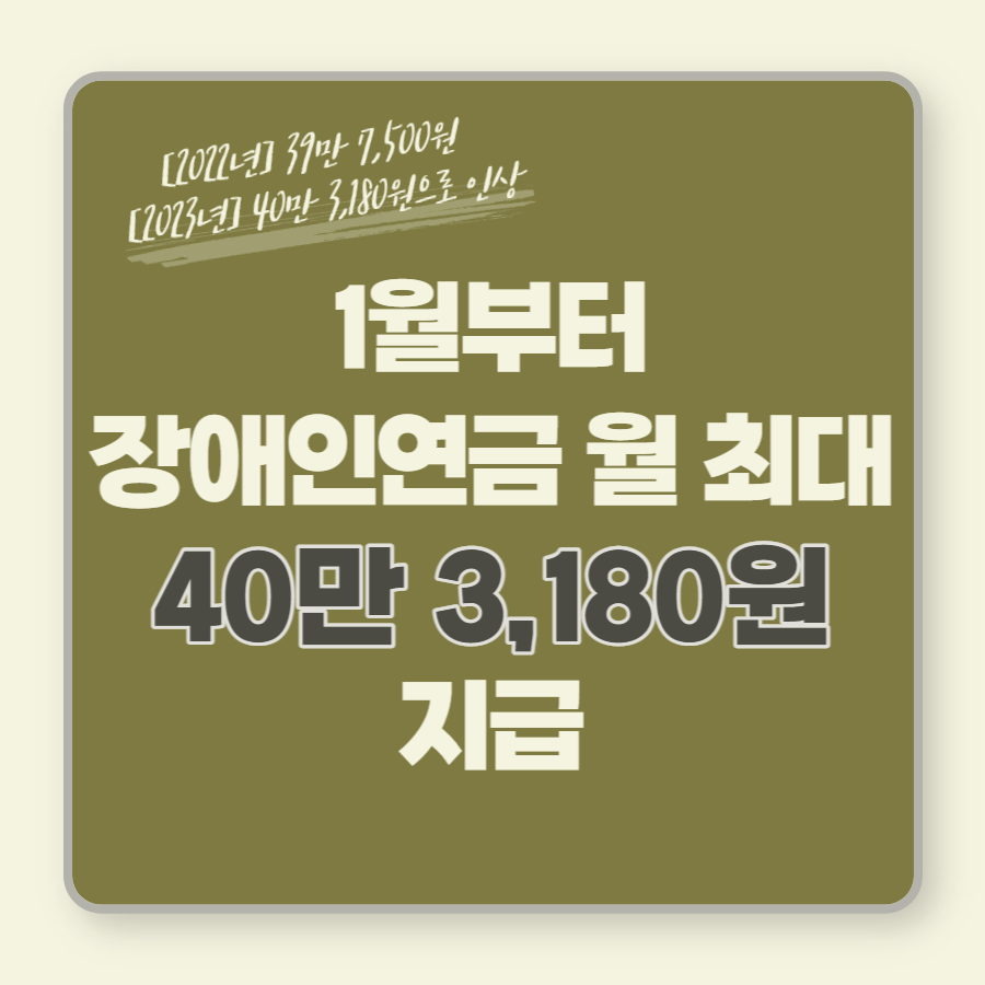 1월부터 장애인연금 월 최대 40만 3,180원 지급